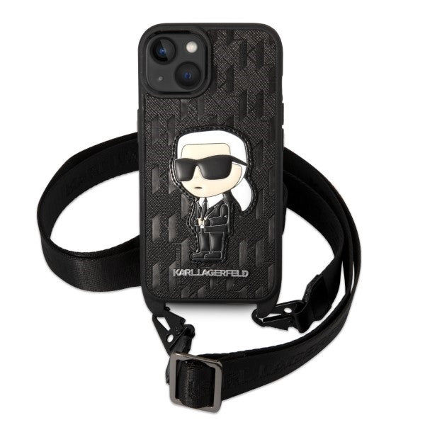 Husa de protectie Karl Lagerfeld Hardcase Monogram (KLHCP14MSTKMK) compatibil cu iPhone 14 Plus, Ikonik Patch