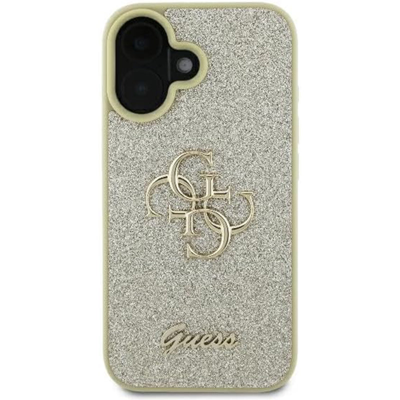 Husa de protectie Guess Glitter Fixed Big 4G (GUHCP16MHG4SGD) compatibil cu iPhone 16 Plus, Auriu