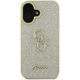 Husa de protectie Guess Glitter Fixed Big 4G (GUHCP16SHG4SGD) compatibil cu iPhone 16, Auriu