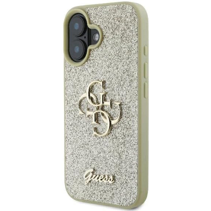 Husa de protectie Guess Glitter Fixed Big 4G (GUHCP16SHG4SGD) compatibil cu iPhone 16, Auriu