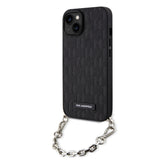 Husa de protectie Karl Lagerfeld Saffiano Monogram Chain (KLHCP14SSACKLHPK) compatibil cu iPhone 14, Negru