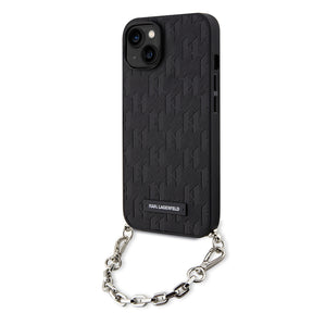 Husa de protectie Karl Lagerfeld Saffiano Monogram Chain (KLHCP14SSACKLHPK) compatibil cu iPhone 14, Negru