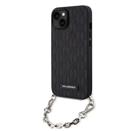 Husa de protectie Karl Lagerfeld Saffiano Monogram Chain (KLHCP14SSACKLHPK) compatibil cu iPhone 14, Negru