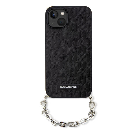 Husa de protectie Karl Lagerfeld Saffiano Monogram Chain (KLHCP14SSACKLHPK) compatibil cu iPhone 14, Negru