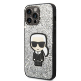 Husa de protectie Karl Lagerfeld Hardcase Glitter (KLHCP14XGFKPG) compatibil cu iPhone 14 Pro Max, Argintiu Flakes Ikonik