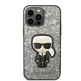 Husa de protectie Karl Lagerfeld Hardcase Glitter (KLHCP14XGFKPG) compatibil cu iPhone 14 Pro Max, Argintiu Flakes Ikonik