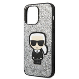 Husa de protectie Karl Lagerfeld Hardcase Glitter (KLHCP14XGFKPG) compatibil cu iPhone 14 Pro Max, Argintiu Flakes Ikonik