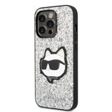 Husa de protectie Karl Lagerfeld Hardcase Glitter (KLHCP14XG2CPS) compatibil cu iPhone 14 Pro Max, Argintiu Choupette Patch