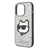Husa de protectie Karl Lagerfeld Hardcase Glitter (KLHCP14XG2CPS) compatibil cu iPhone 14 Pro Max, Argintiu Choupette Patch