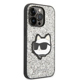 Husa de protectie Karl Lagerfeld Hardcase Glitter (KLHCP14XG2CPS) compatibil cu iPhone 14 Pro Max, Argintiu Choupette Patch