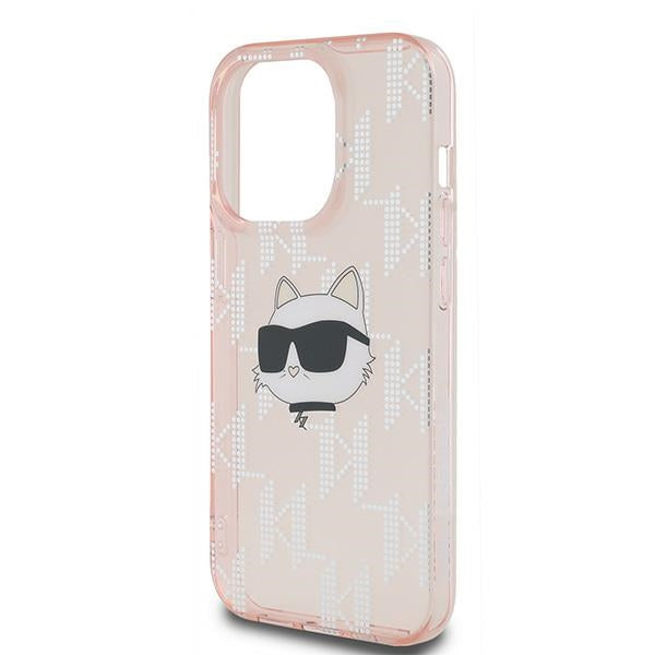 Husa de protectie Karl Lagerfeld IML Luxury (KLHCP14XHKLPCHP) compatibil cu iPhone 14 Pro Max, Roz Choupette Head&Monogram