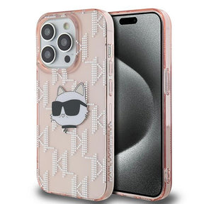 Husa de protectie Karl Lagerfeld IML Luxury (KLHCP14XHKLPCHP) compatibil cu iPhone 14 Pro Max, Roz Choupette Head&Monogram