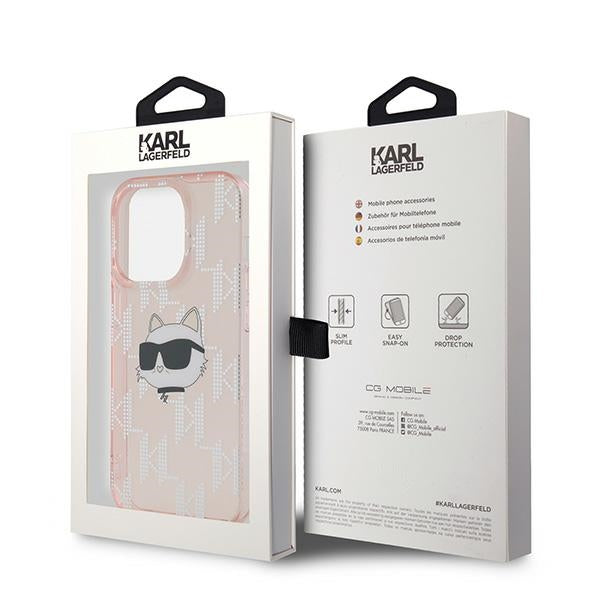 Husa de protectie Karl Lagerfeld IML Luxury (KLHCP14XHKLPCHP) compatibil cu iPhone 14 Pro Max, Roz Choupette Head&Monogram