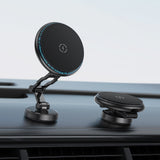 Suport Acefast with Wireless Charging (D30), for iPhone, Magnetic Grip, 360°, LED Light, for Dashboard, 15W, Negru