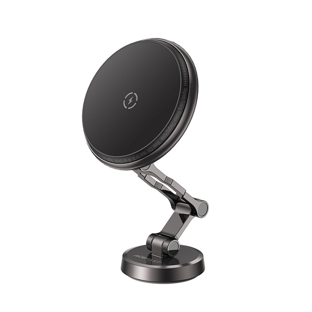 Suport Acefast with Wireless Charging (D30), for iPhone, Magnetic Grip, 360°, LED Light, for Dashboard, 15W, Negru