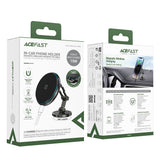 Suport Acefast with Wireless Charging (D30), for iPhone, Magnetic Grip, 360°, LED Light, for Dashboard, 15W, Negru