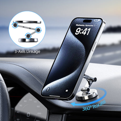 Suport Acefast (D20), Magnetic Ring, 360° Rotation, for Dashboard, Universal, Adjustable, Metal Gray
