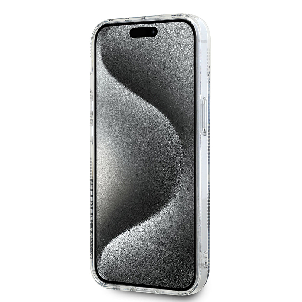 Husa de protectie Karl Lagerfeld IML Luxury (KLHCP15SHKLPCHT) compatibil cu iPhone 15, Transparent Choupette Head&Monogram