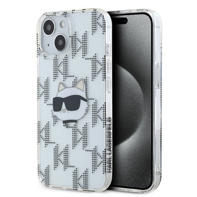 Husa de protectie Karl Lagerfeld IML Luxury (KLHCP15SHKLPCHT) compatibil cu iPhone 15, Transparent Choupette Head&Monogram