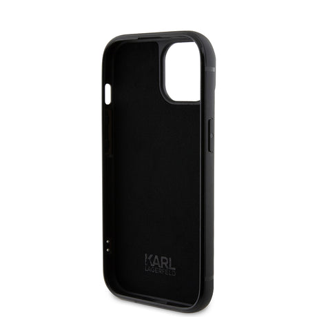 Husa de protectie Karl Lagerfeld Hardcase Rhinestone (KLHCP15SHDSPLK) compatibil cu iPhone 15, Logo Metal Plate