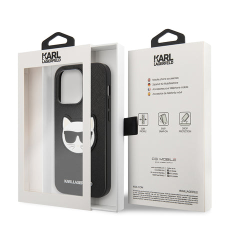 Husa de protectie Karl Lagerfeld Saffiano compatibil cu iPhone 14 Pro Max, Negru