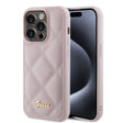 Husa de protectie Guess Quilted Metal Logo (GUHCP15XPSQSQSP) compatibil cu iPhone 15 Pro Max, Roz