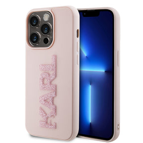 Husa de protectie Karl Lagerfeld 3D Design (KLHCP15L3DMBKCP) compatibil cu iPhone 15 Pro, Roz Rubber Glitter Logo