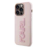 Husa de protectie Karl Lagerfeld 3D Design (KLHCP15L3DMBKCP) compatibil cu iPhone 15 Pro, Roz Rubber Glitter Logo