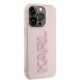 Husa de protectie Karl Lagerfeld 3D Design (KLHCP15L3DMBKCP) compatibil cu iPhone 15 Pro, Roz Rubber Glitter Logo