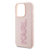 Husa de protectie Karl Lagerfeld 3D Design (KLHCP15L3DMBKCP) compatibil cu iPhone 15 Pro, Roz Rubber Glitter Logo
