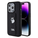 Husa de protectie Karl Lagerfeld Saffiano Gripstand (KLHCP15LGSACHPK) compatibil cu iPhone 15 Pro, Choupette Pins