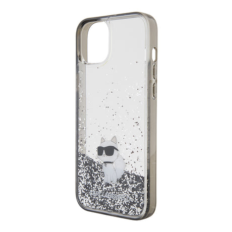 Husa de protectie Karl Lagerfeld Hardcase Liquid Glitter (KLHCP15MLKCNSK) compatibil cu iPhone 15 Plus, Transparent Choupette