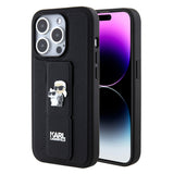 Husa de protectie Karl Lagerfeld Saffiano Gripstand (KLHCP15LGSAKCPK) compatibil cu iPhone 15 Pro, Karl&Choupette Pins
