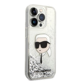 Husa de protectie Karl Lagerfeld Hardcase Glitter (KLHCP14XLNKHCH) compatibil cu iPhone 14 Pro Max, Argintiu Karl Head