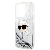 Husa de protectie Karl Lagerfeld Hardcase Glitter (KLHCP14XLNKHCH) compatibil cu iPhone 14 Pro Max, Argintiu Karl Head