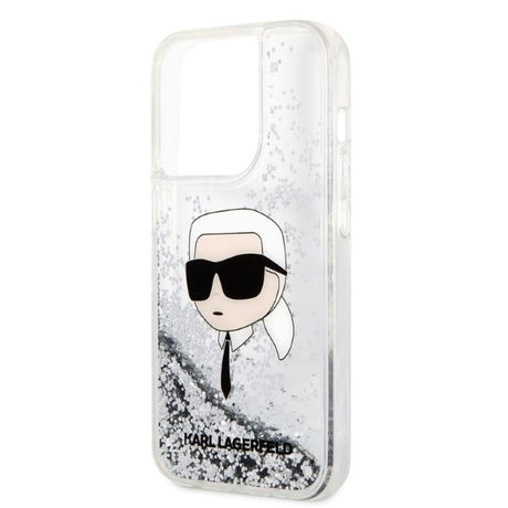 Husa de protectie Karl Lagerfeld Hardcase Glitter (KLHCP14XLNKHCH) compatibil cu iPhone 14 Pro Max, Argintiu Karl Head