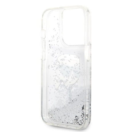 Husa de protectie Karl Lagerfeld Hardcase Glitter (KLHCP14XLNKHCH) compatibil cu iPhone 14 Pro Max, Argintiu Karl Head