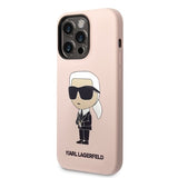 Husa de protectie Karl Lagerfeld Silicone (KLHCP14XSNIKBCP) compatibil cu iPhone 14 Pro Max, Roz Ikonik