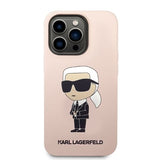Husa de protectie Karl Lagerfeld Silicone (KLHCP14XSNIKBCP) compatibil cu iPhone 14 Pro Max, Roz Ikonik