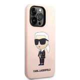Husa de protectie Karl Lagerfeld Silicone (KLHCP14XSNIKBCP) compatibil cu iPhone 14 Pro Max, Roz Ikonik