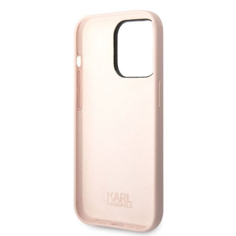 Husa de protectie Karl Lagerfeld Silicone (KLHCP14XSNIKBCP) compatibil cu iPhone 14 Pro Max, Roz Ikonik
