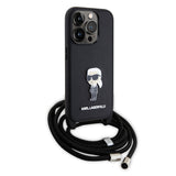 Husa de protectie Karl Lagerfeld Saffiano Crossbody (KLHCP15LSASKNPSK) compatibil cu iPhone 15 Pro, Monogram Metal Pin Karl