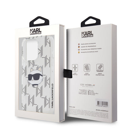 Husa de protectie Karl Lagerfeld IML Luxury (KLHCP15LHKLPCHT) compatibil cu iPhone 15 Pro, Transparent Choupette Head&Monogram