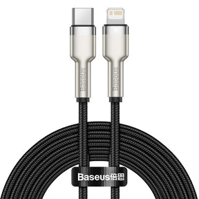 Cablu Baseus Cafule Series Metal (CATLJK-B01), Type-C to Lightning, 20W, 2m, Negru