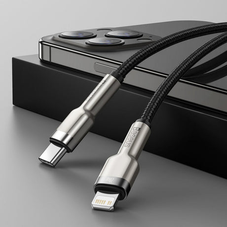 Cablu Baseus Cafule Series Metal (CATLJK-B01), Type-C to Lightning, 20W, 2m, Negru