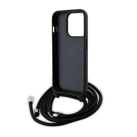 Husa de protectie Karl Lagerfeld Saffiano Crossbody (KLHCP15LSAKCPSK) compatibil cu iPhone 15 Pro, Metal Pin Karl&Choupette