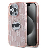Husa de protectie Karl Lagerfeld IML Luxury (KLHCP15LHKLPCHP) compatibil cu iPhone 15 Pro, Roz Choupette Head&Monogram