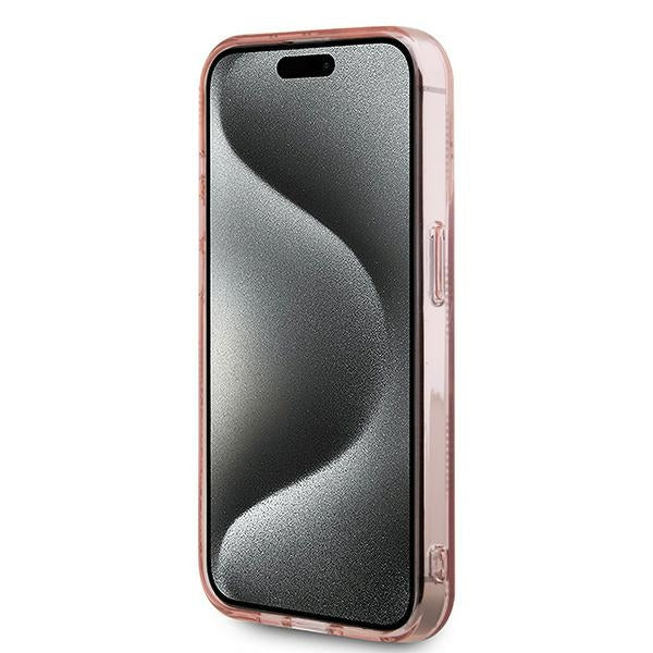 Husa de protectie Karl Lagerfeld IML Luxury (KLHCP15LHKLPCHP) compatibil cu iPhone 15 Pro, Roz Choupette Head&Monogram