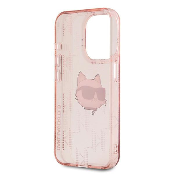 Husa de protectie Karl Lagerfeld IML Luxury (KLHCP15LHKLPCHP) compatibil cu iPhone 15 Pro, Roz Choupette Head&Monogram