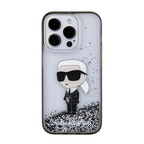Husa de protectie Karl Lagerfeld Hardcase Liquid Glitter (KLHCP15LLKKNSK) compatibil cu iPhone 15 Pro, Transparent Ikonik